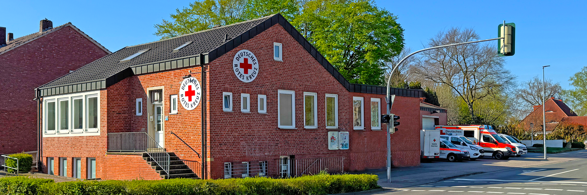 Das DRK-Heim des Ortsvereins Rheine e.v. an der Sprickmannstraße. Mit Schulungs- und Aufenthaltsräumen, Verwaltung und Treffpunkt des JRK Rheine.